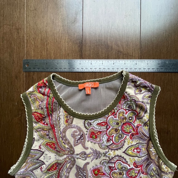 Beaded Sheer Naked Back Sleeveless Top Paisley Jewel Tones - Picture 7 of 10